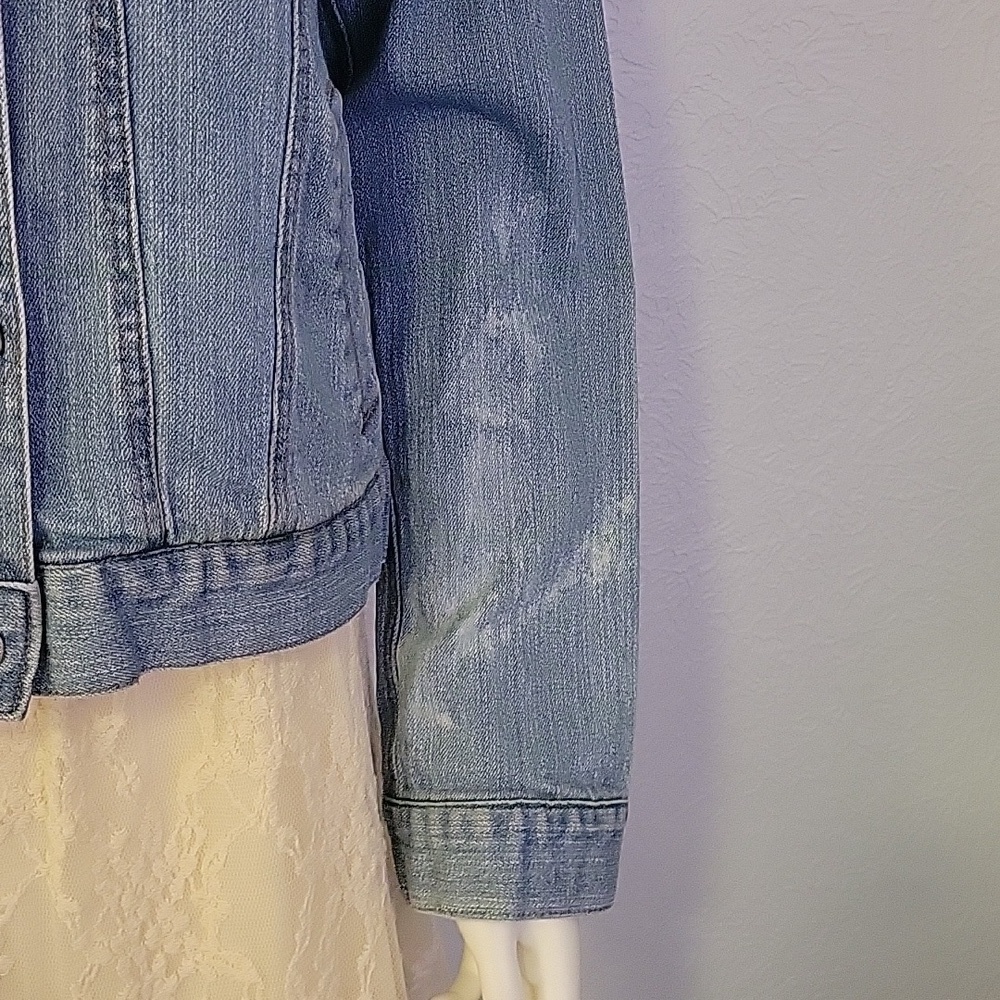 Vtg BIT & BRIDLE Cowboy Core Western Denim Bedazzled Cross Jean Jacket - Picture 6 of 9